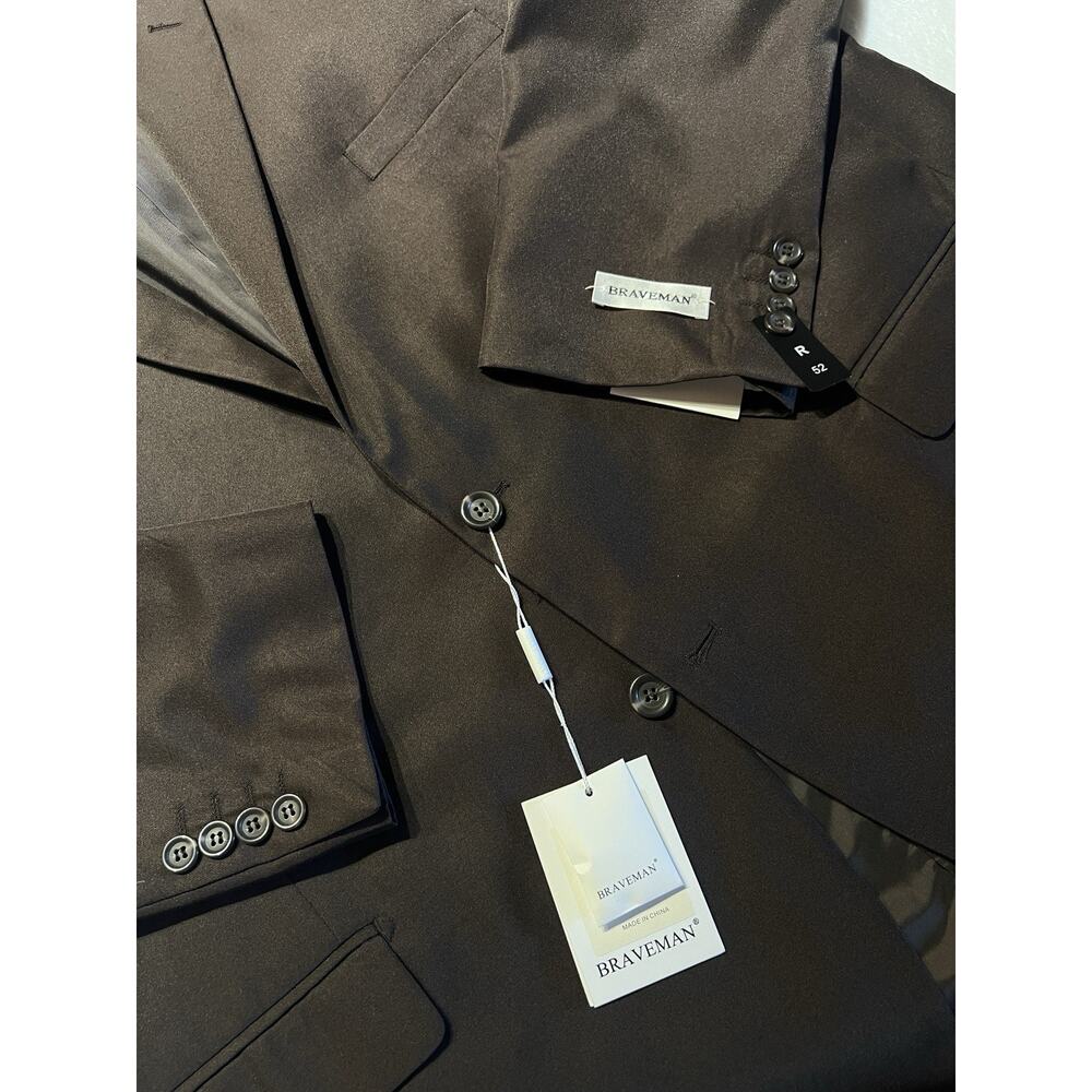 New Braveman 52R 45x36 Unhemmed Solid Cigar Brown Classic 2-Piece Suit NWT - Picture 10 of 16